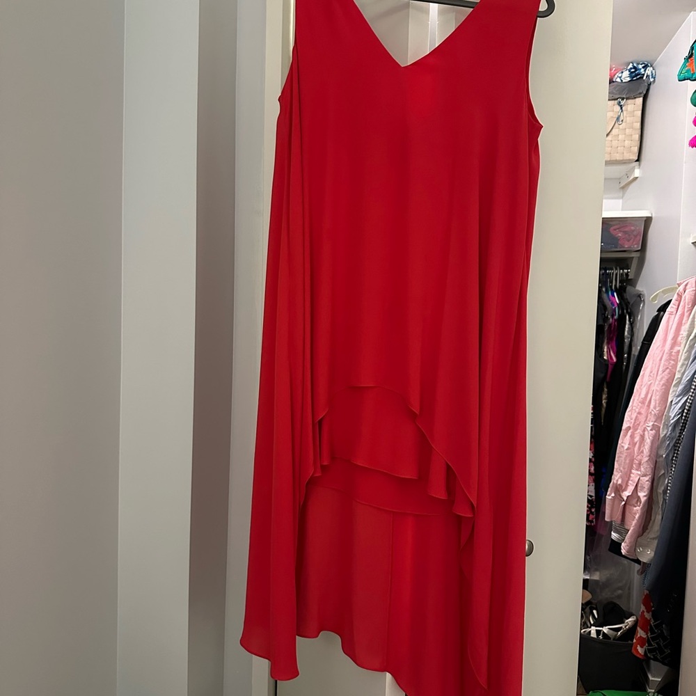 BCBGMaxAzria Asymmetrical High Low Broght Red Dress